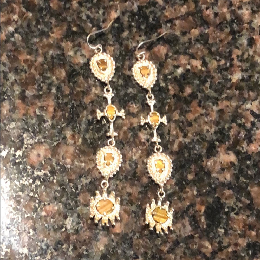 Kendra Scott Drop Earrings in Tigers Eye
